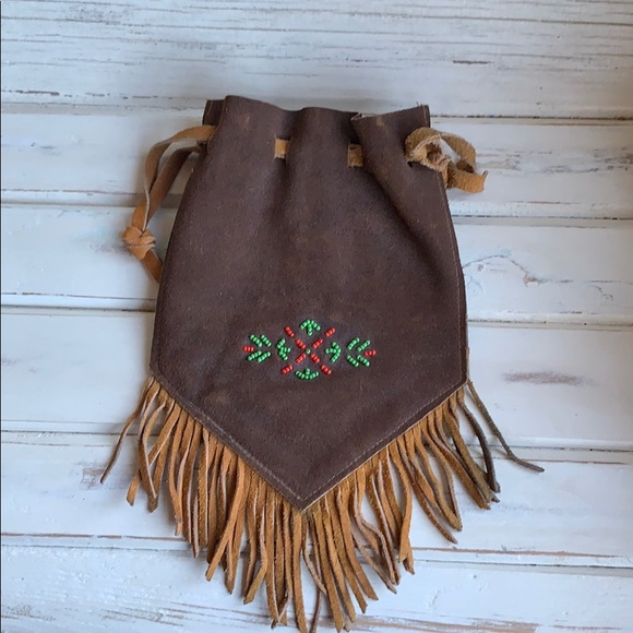 Handmade and Beaded Fringed Pouch - Picture 3 of 7